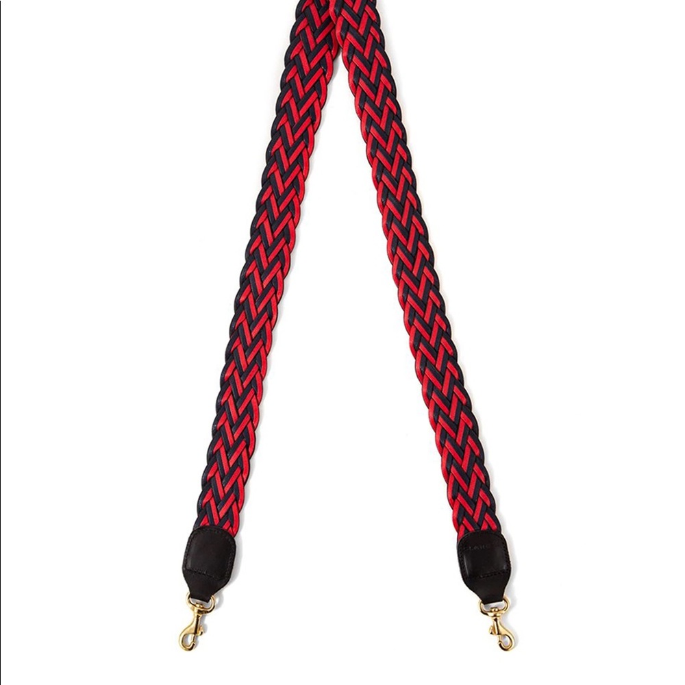 Clare V Crossbody Strap Red & Navy Braided Leather